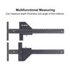 Woodworking Scribing Ruler, T-Shaped Design, Aluminum Alloy Material, T-Shaped Carpenter's Ruler, Carpentry Dash Gauge
