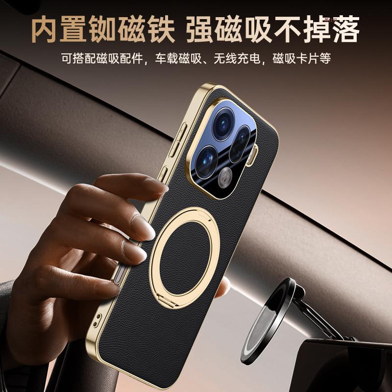 Применимый чехол для мобильного телефона oppofindx9pro с вращающейся подставкой, магнитным креплением, FindX9por, гальваническим покрытием, защита от падения, кожаный чехол