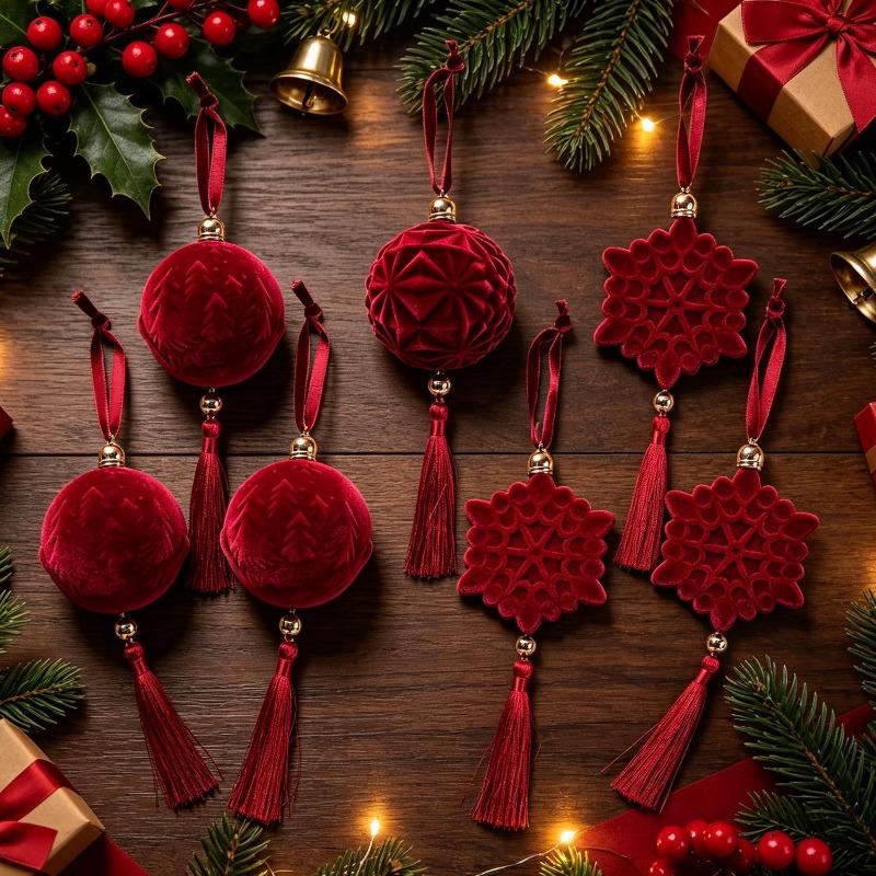 Бархатные Christmas Ornaments с Длинными Кисточками, Шары для Украшения Елки, Новогодний Подарок, Принадлежности для Украшения Домашней Вечеринки