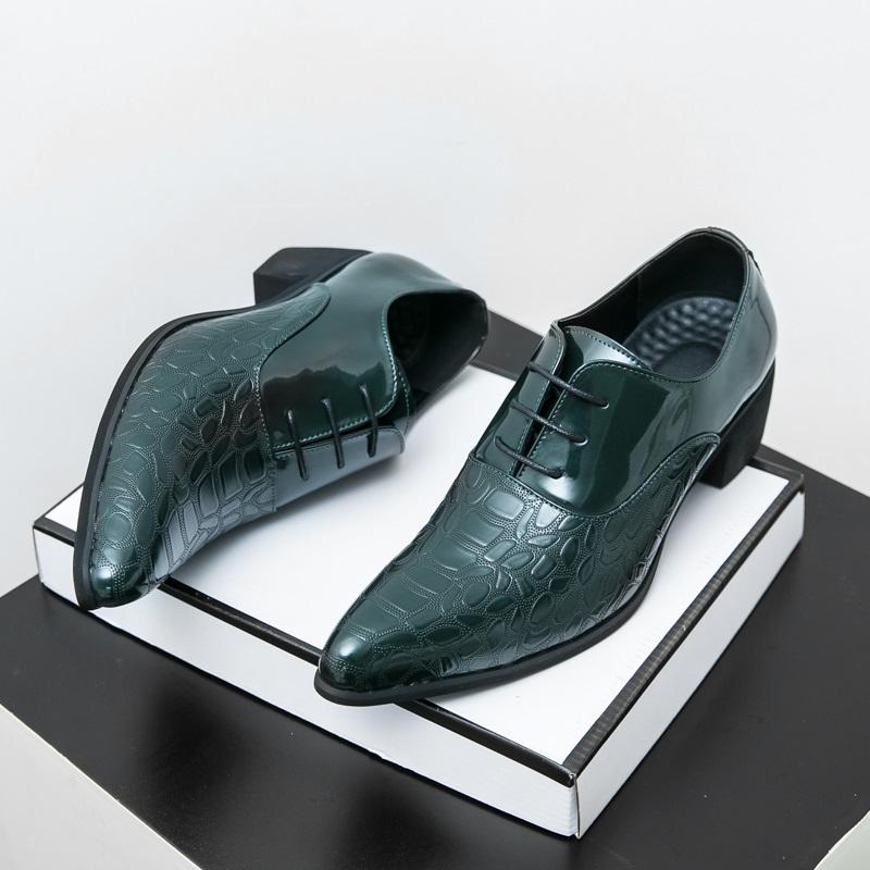 Luxury Designer New Men Pointed Gold Blue Wedding Glossy Leather Shoes Male Oxfords Casual Formal Dress Footwear Zapatos Hombre