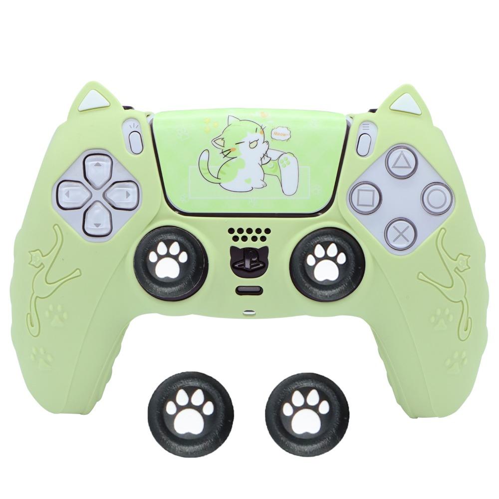Cat Paw Controller Skin with Thumb Grip Caps Protective Shell Cover Controller Case Set for PS5
