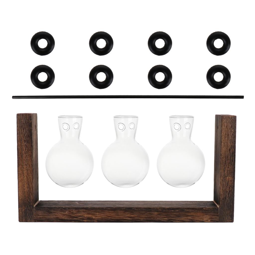 Гидропонная ваза, простая декоративная стеклянная ваза для цветов, террариум для растений с деревянной подставкой