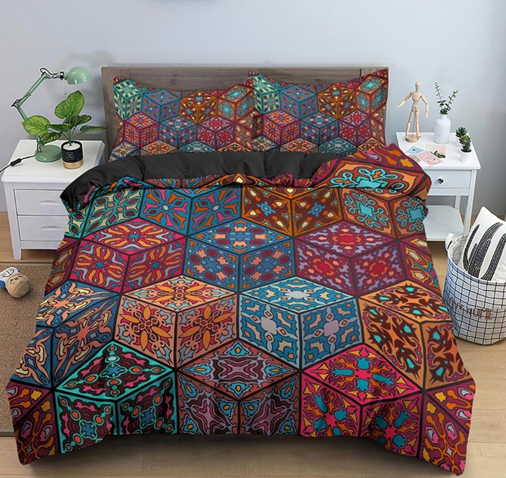 King Size Mandala Duvet Cover Queen King Quilt Cover Psychedelic Bohemian Luxury Bedding Set 3 Piece Set With 2 Pillowcases