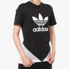 adidas Футболка женская с коротким рукавом и круглым вырезом, с цветным блоком логотипа, дышащая, впитывающая пот, черная CY7367