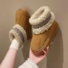 Модные зимние женские сноубутсы с толстой подошвой из ЭВА, удобные теплые ботильоны, уличные нескользящие на каблуке, женские хлопковые тапочки на флисе