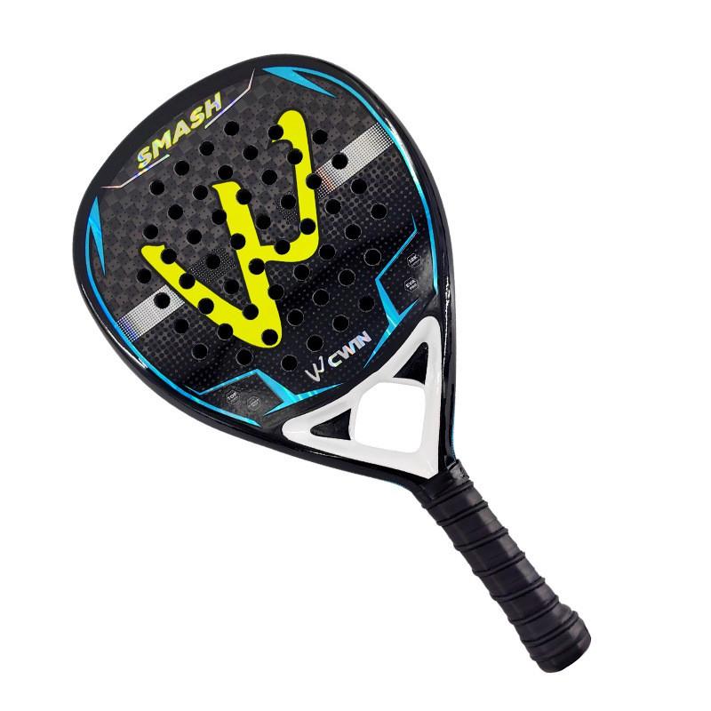 Professional Padel Racket Adults Carbon Fiber Frame Hard Stiffness Lightweight Training Racquet Blue Green Yellow