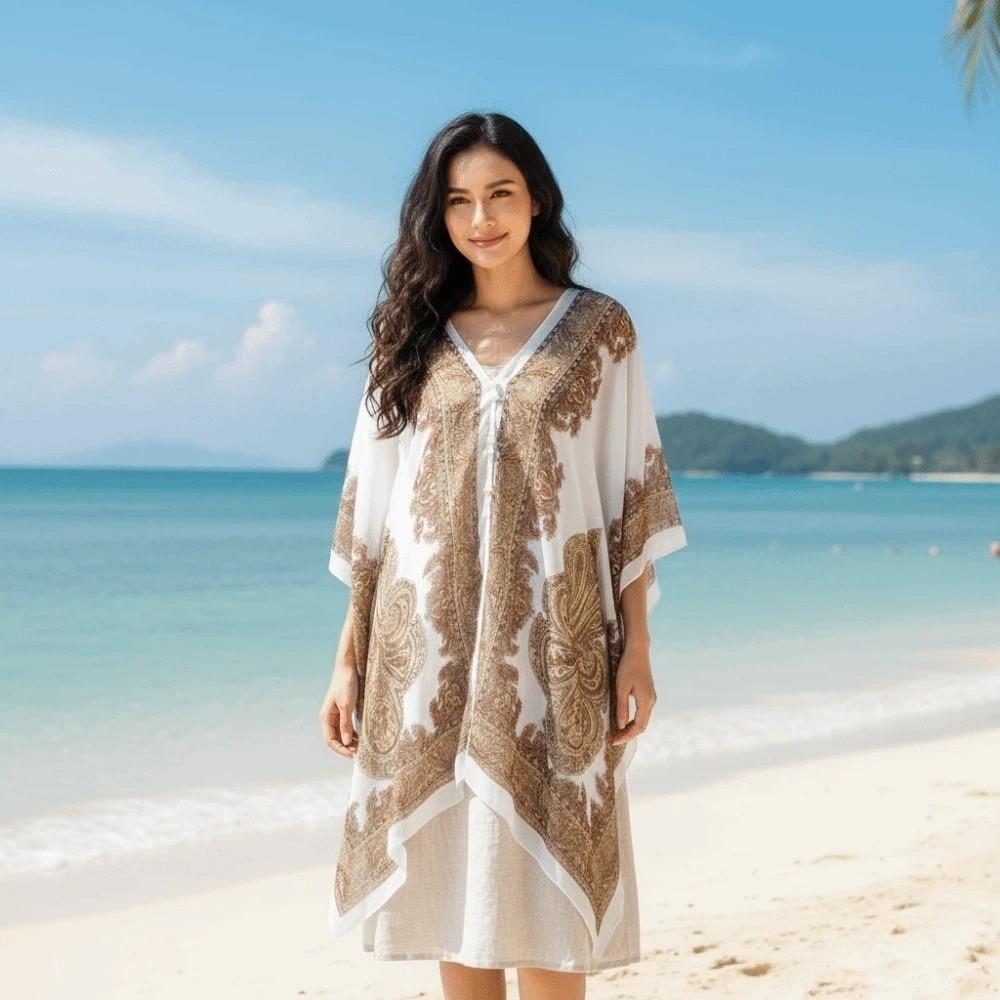 Long Sunscreen Thin Large Scarf Breathable Seaside Vacation Cloak Big Printed Flower Shawl Beach
