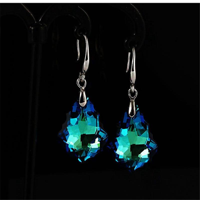 Women Boho Earrings Rainbow Water Drop Zircon Stone Earrings Long Dangle Earrings Colorful
