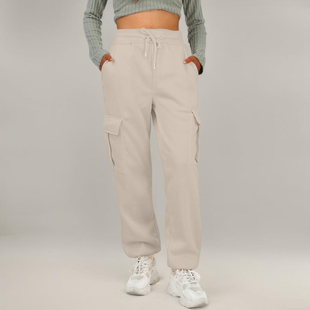 Women's Casual Pants Solid Color Loose Elastic Belt Pocket Sports Sweatpants