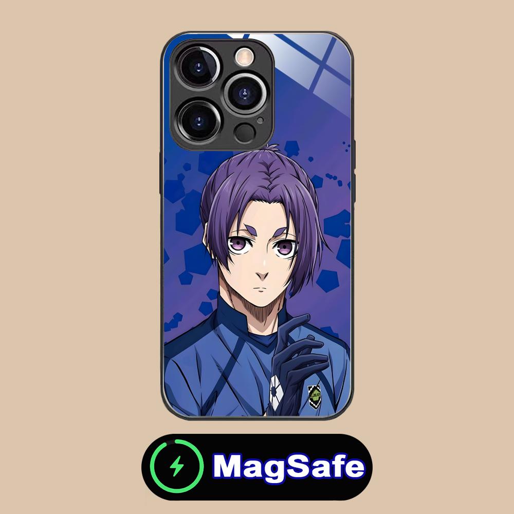 Blue Lock Reo Mikage Glass MagSafe Mobile Phone Case for iPhone 17 16 15 14 13 12 11 Air Pro Max Plus Mini Colorful Cover