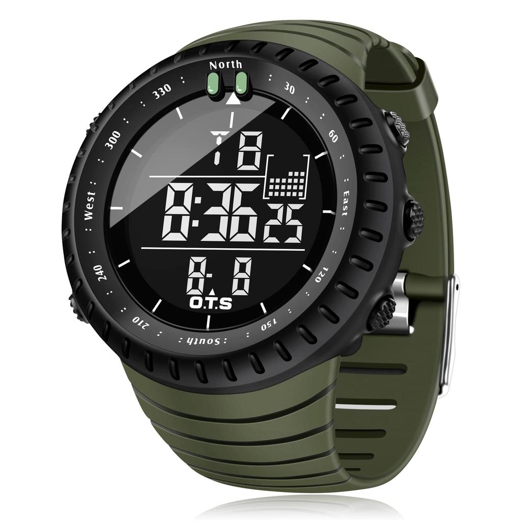 PALADA Digital Sports Watch Waterproof Tactical Watch with LED Backlight for Army Sports Men's Men, Green,