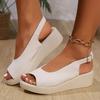 Fashion Peep Toe Wedge Sandals for Women Summer 2025 Fashion PU Leather Platform Sandles Woman Light Buckle Strap Beach Sandalias Mujer