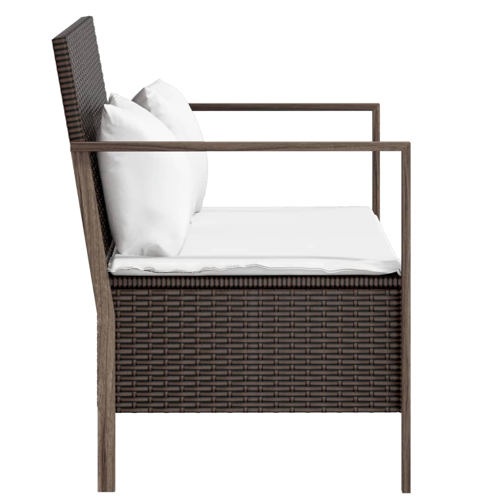 vidaXL Gartenbank 2-Sitzer mit Kissen Braun Poly Rattan