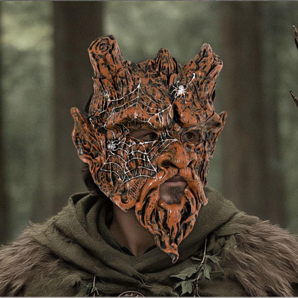 Breathable Halloween Tree Demon Mask Spider Web Pattern Tree Monster Mask Tree Man Mask Carnival