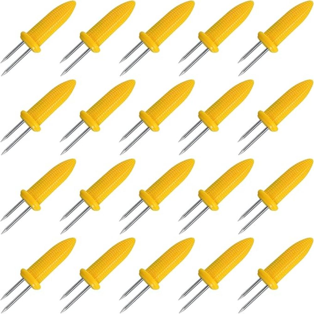 60 Pcs Double Fork Sweet Corn Stainless Steel Corn Holders Corn On The Grill Corn On The Cob Skewers Seat Home & BBQ Cooking Fork BBQ Party