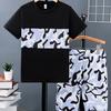 2pcs Boys Casual Cool Camouflage Short Sleeve T-shirt & Shorts Set, Comfy Summer Kids Clothes