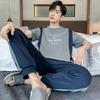Pajamas Men's Tops and Pants Simple Loungewear Thin Cotton Male Plus Size Young Students Casual Striped Sleepwear Two Piece Set
