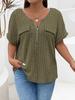 New Solid Color Plus Size Women's Blouse Zipper Short-sleeved Fake Pocket Pullover T-shirt Loose
