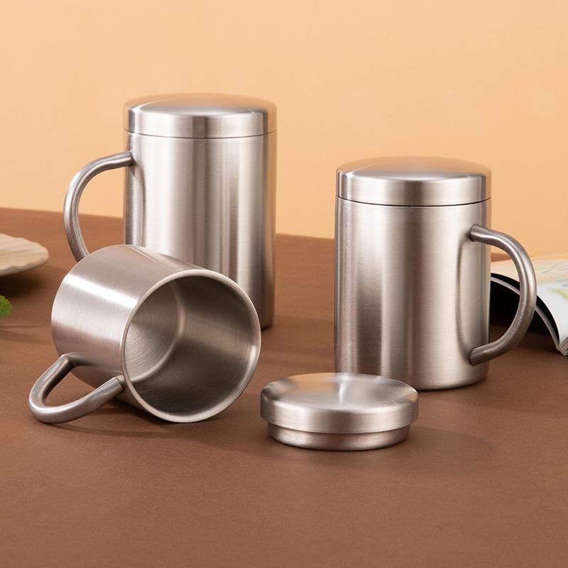 200/300ML Portable Thermal Coffee Mugs with Lid Stainless Steel Outdoor Camping Tumbler Reusable Tea Water Cup Office Drinkware