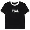 Fila Original Color Block Letter Sports Crew Neck Pullover Breathable Short Sleeve T-Shirt Women T-Shirts Black F11W429113FBK