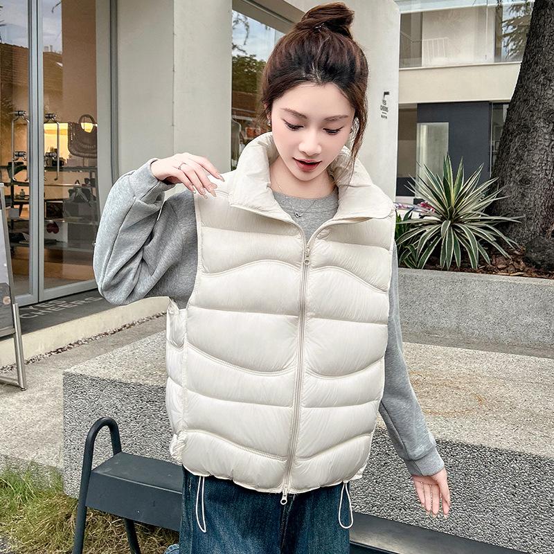 Versatile down cotton vest women's stand-up collar waist thin vest vest winter vest jacket