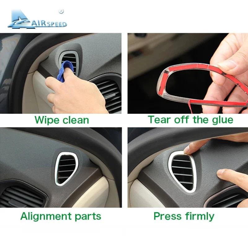 Stainless Steel AC Outlet Trim Sticker for Volvo V40 2012-2017 Interior Accessories