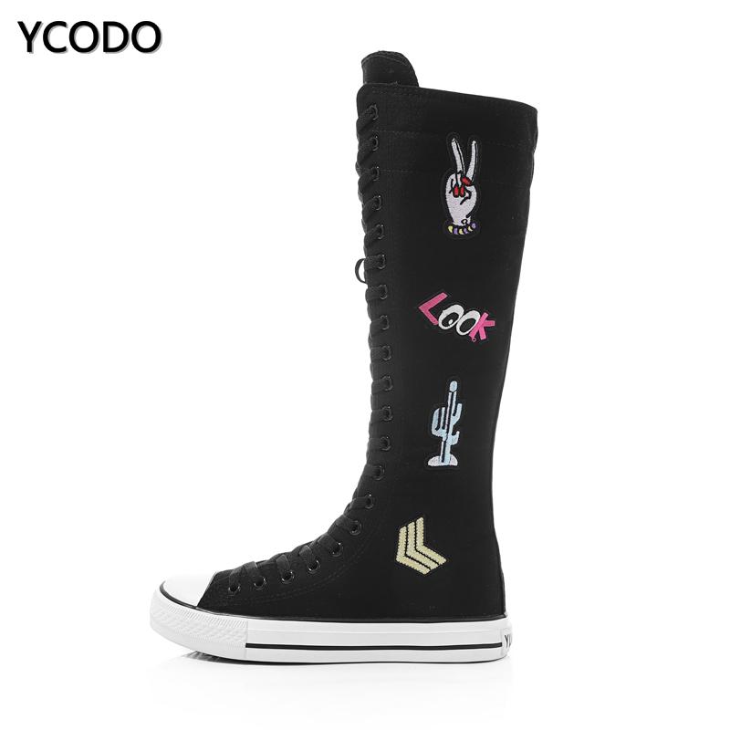 Весенне-осенние женские ботинки, парусиновые сапоги до середины икры, повседневная обувь с высоким берцем, длинные сапоги, удобные ботинки на плоской подошве со шнуровкой, размер 34-43