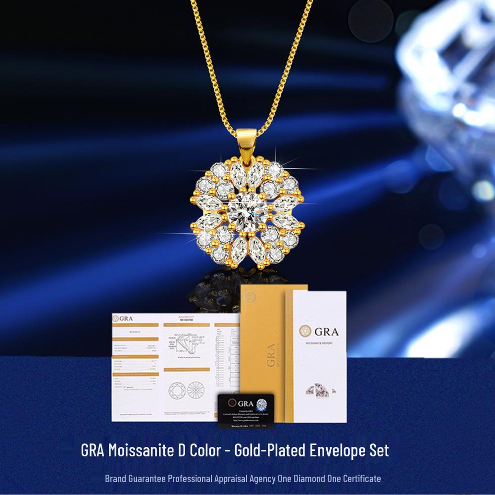 Роскошное колье-подвеска с муассанитом 1 карат из стерлингового серебра S925