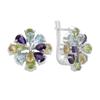 Серебряные серьги с натуральным аметистом 8.24ct, цитрином, хризолітом, топазом (2193227)