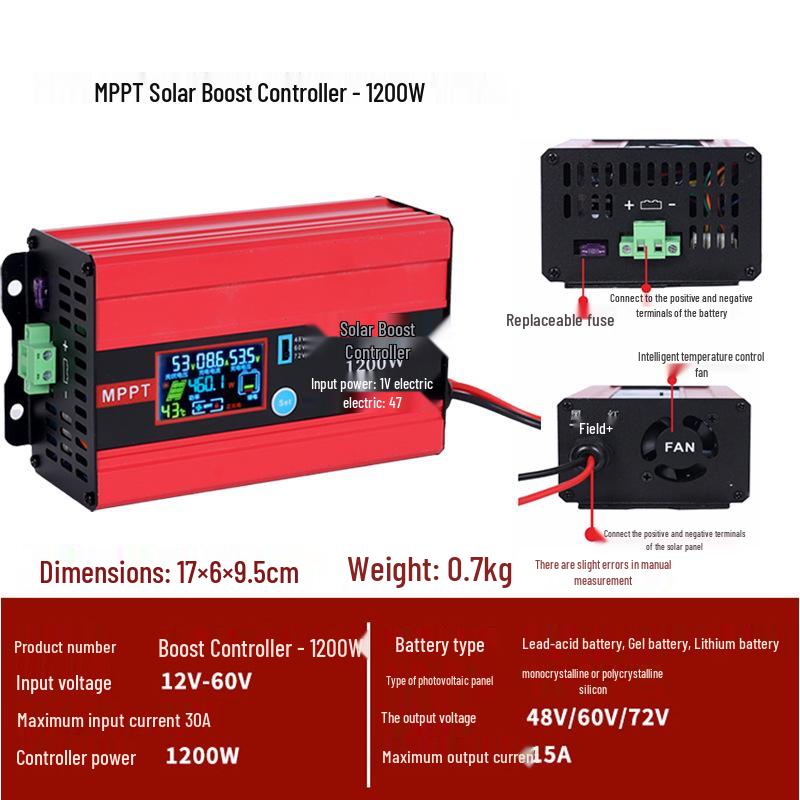 Контроллер MPPT Solar Boost и зарядки электромобилей, 600 Вт/1200 Вт, 48 В/60 В/72 В