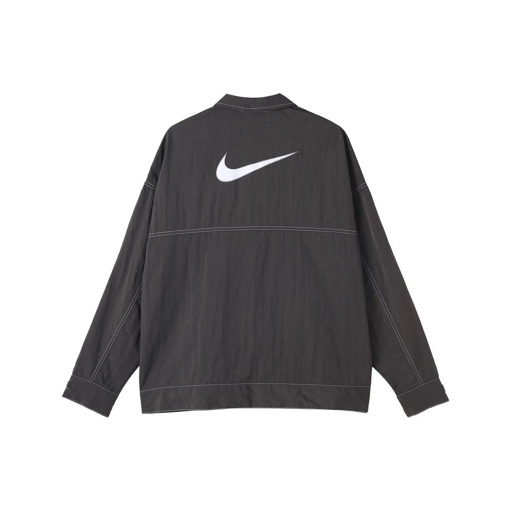 Nike Однотонная тканая куртка на молнии с логотипом, женская куртка серого цвета FD9929-261