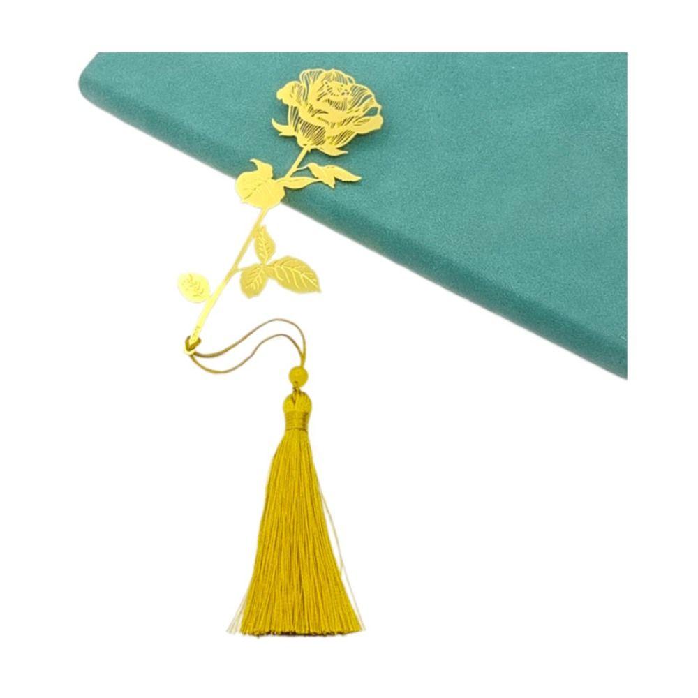 1 Set With Gift Box Golden Rose Bookmarks Classic Style Metal Bookmark Stationery   Page Marker