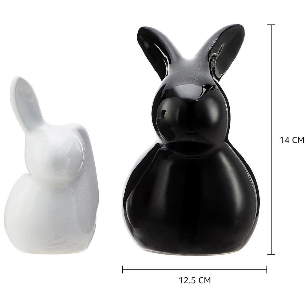 Керамические фигурки кроликов для домашнего декора (Набор из 2 шт., черный и белый)