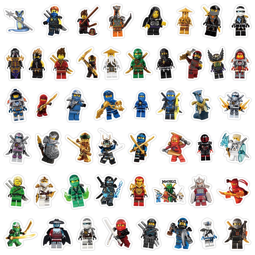 105 Sheets Waterproof Ninja Lego Cartoon Stickers for Skateboards, Notebooks, and Water Cups