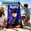 Custom Name Personalized Coraline Print Beach Towel, for Trip Camping Beach Party Home Decor, Birthday Gift for Family & Friends