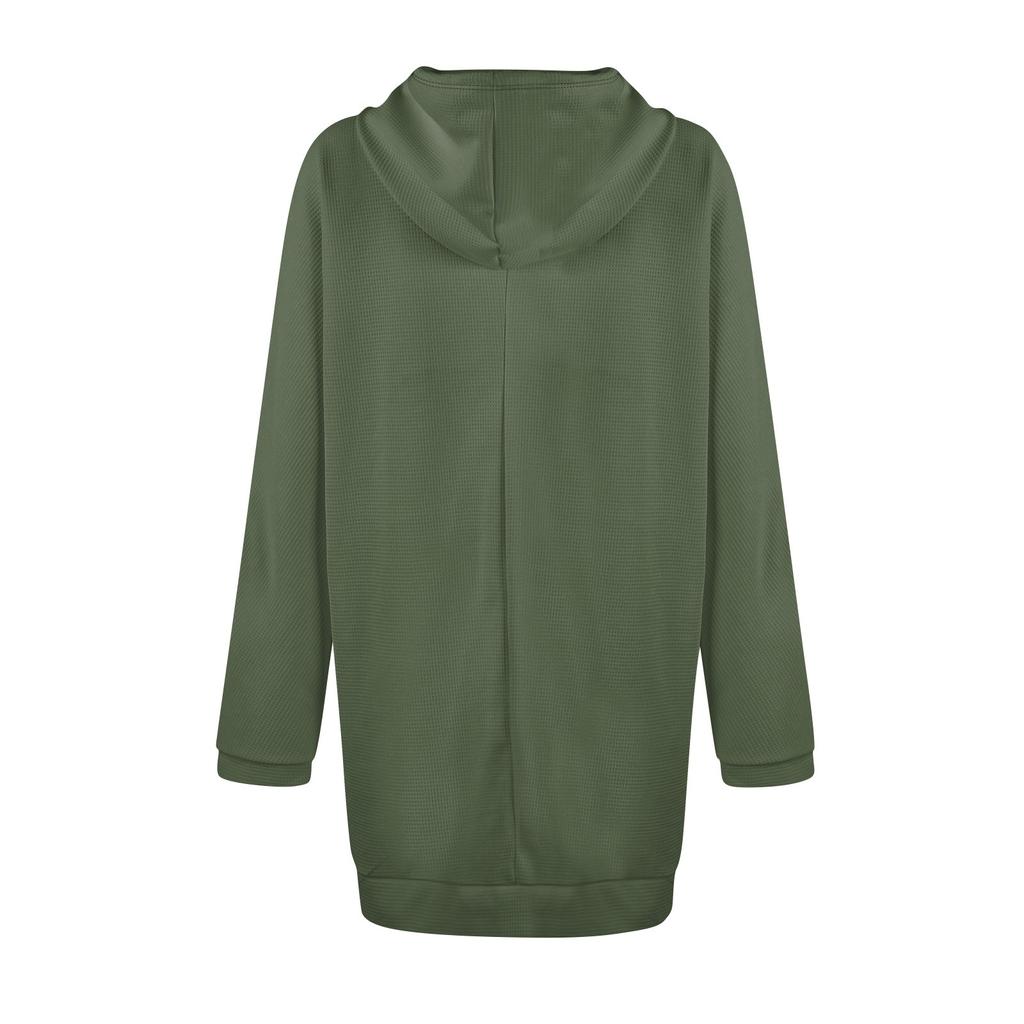 Женские однотонные свободные рубашки с длинным рукавом, толстовки с капюшоном и завязками, трикотажные туники с боковыми разрезами и карманами