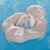 Baby Swimming Float with Canopy Splash Game Inflatable Pool Float Children Ring Toy Girls Basketball Game Bucket Pink Pony Ring