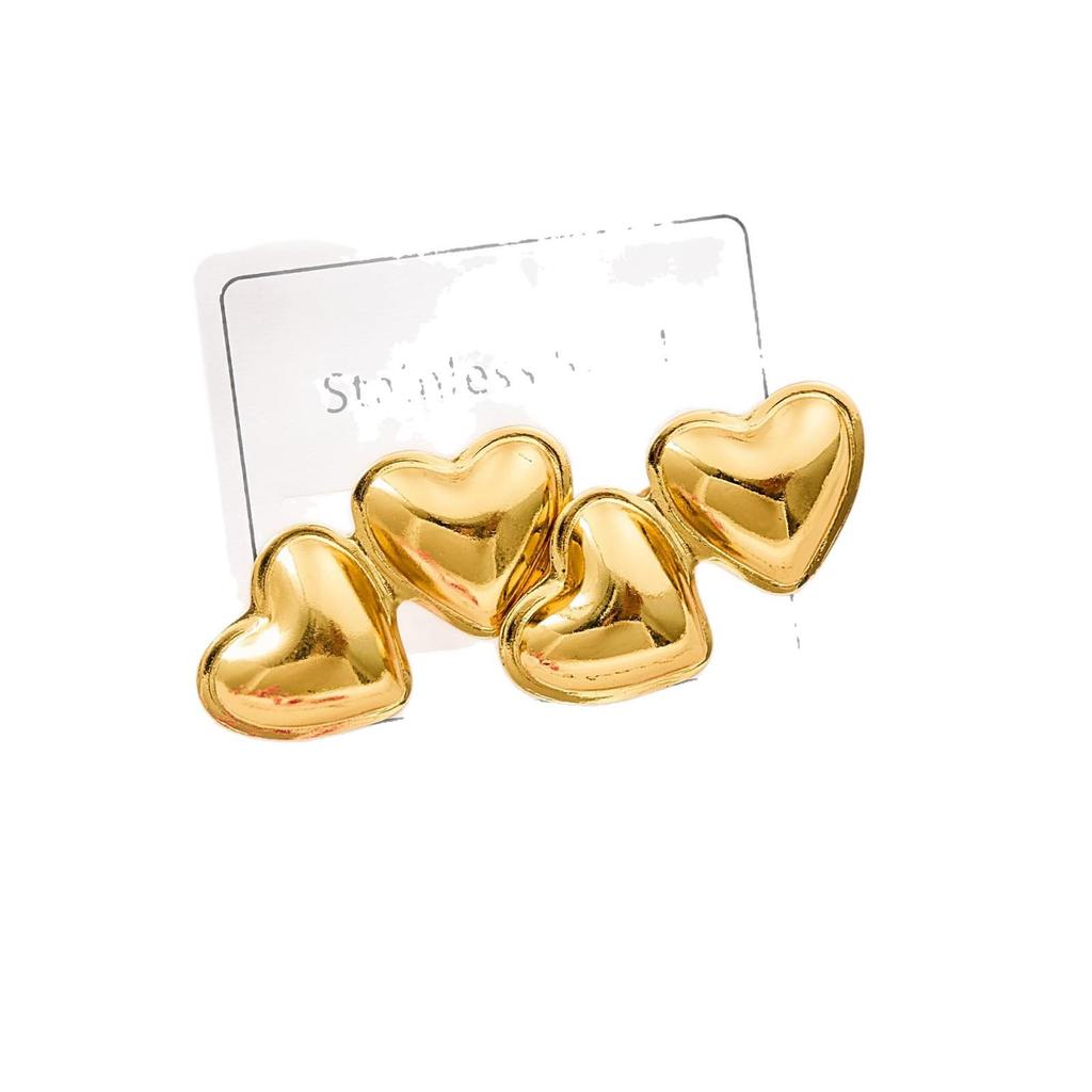 Геометрические полосатые серьги-гвоздики в форме сердца из нержавеющей стали для женщин