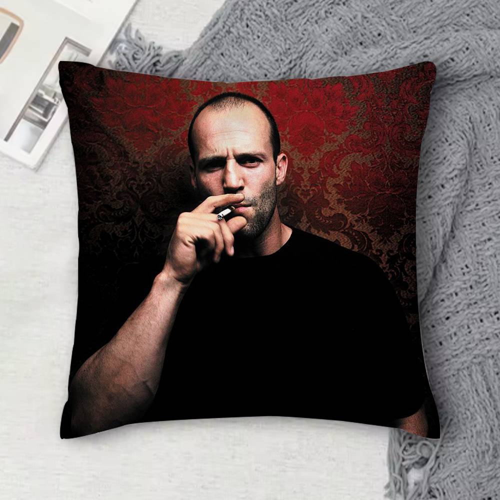 J-Jason Statham Double-Sided Printed Square Decorative Cushion Cover For Sofa Living Room Home Decor