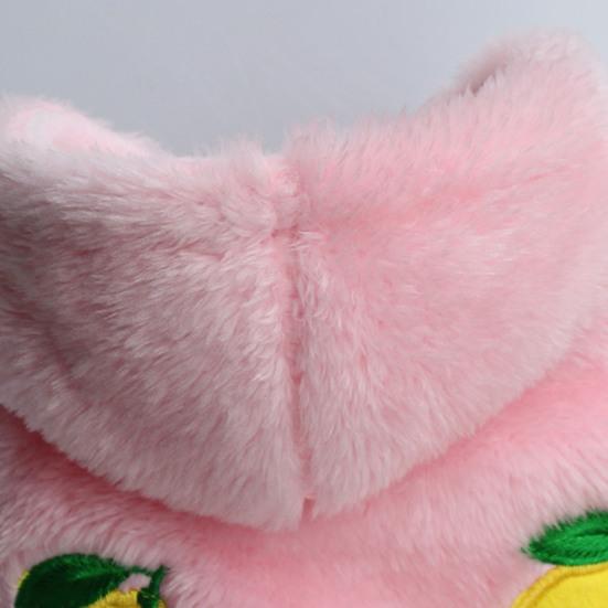 Привлекательный костюм для домашнего животного с нежной окантовкой из кораллового флиса с лимонным узором, куртка для собаки, пальто