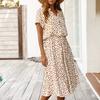 V-Neck Women's Spring Summer Vintage Short Sleeve Long Dress Clothing  Party A-Line Polka Dot Dress Party Dresses