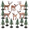 Christmas Scene Ornament Simulation Christmas Tree White-Tailed Deer Set Sand Table Desktop Decoration Static Model