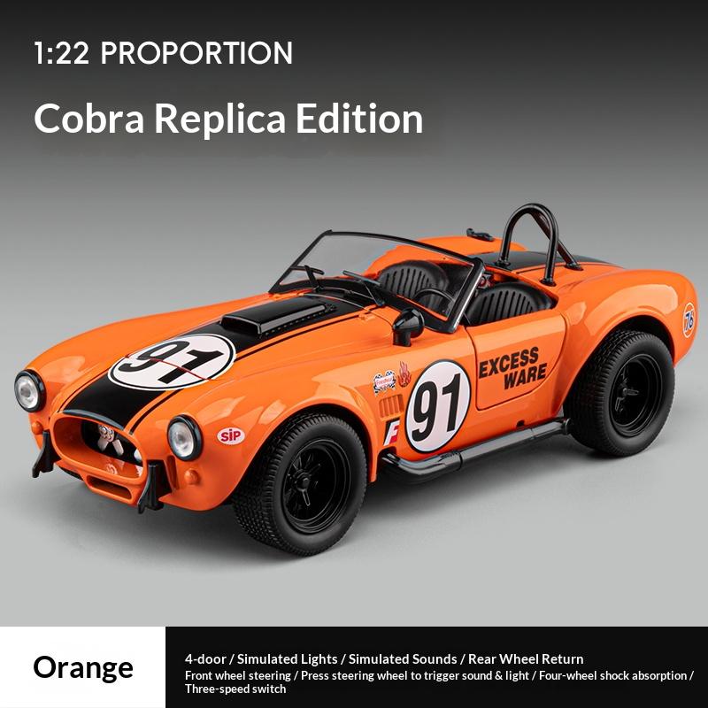 1/22 Ford Shelby Cobra Реплика Литой Модель Автомобиля Кабриолет Ретро Коллекция Классический Автомобиль Игрушечная Машина Подарок Мальчику на Праздник День Рождения
