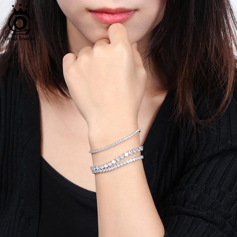 4mm Round Cut Tennis Bracelet In 925 Sterling Silver White Gold Woman Men Bracelets Bangle Jewelry Hand Chain Sb94