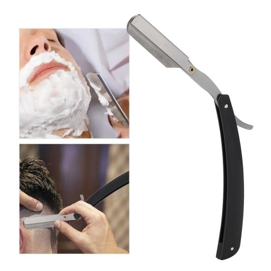 Carbon Steel Barber Hairdressing Razor Eyebrow Folding Shaving Knife Holder Tool