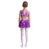 Metallic Girls Dance Dress Tiered Ruffle with Sequins Sleeveless V Neck Performance Costume