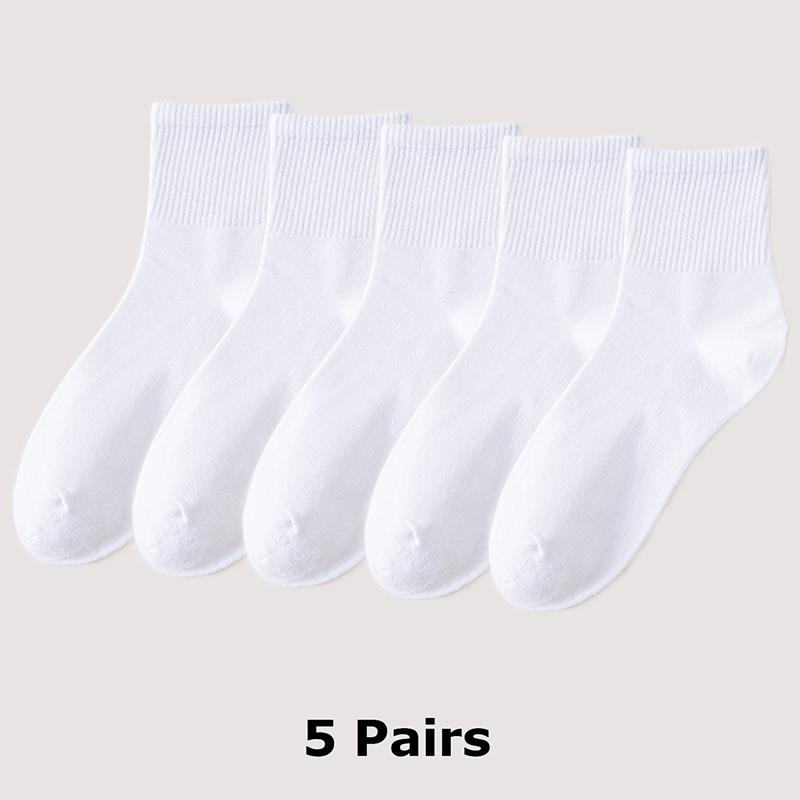 Комплект из 5 шт. хлопковых носков-лодочек с низким верхом, дышащие носки с защитой от пота и запаха, с коротким носком и длиной до середины икры