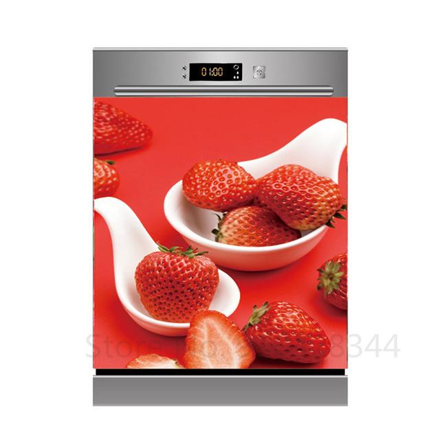 Наклейка для украшения посудомоечной машины «сделай сам», кухонные обои, виниловая наклейка на стену, настенная наклейка с фруктами и цветами для домашнего декора