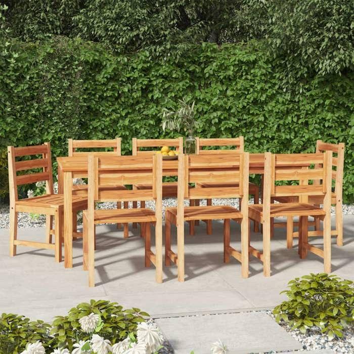 VidaXL 9-piece Garden Dining Set Solid Teak Wood, Garden Furniture, Outdoor Furniture, Table and Chair 3157192