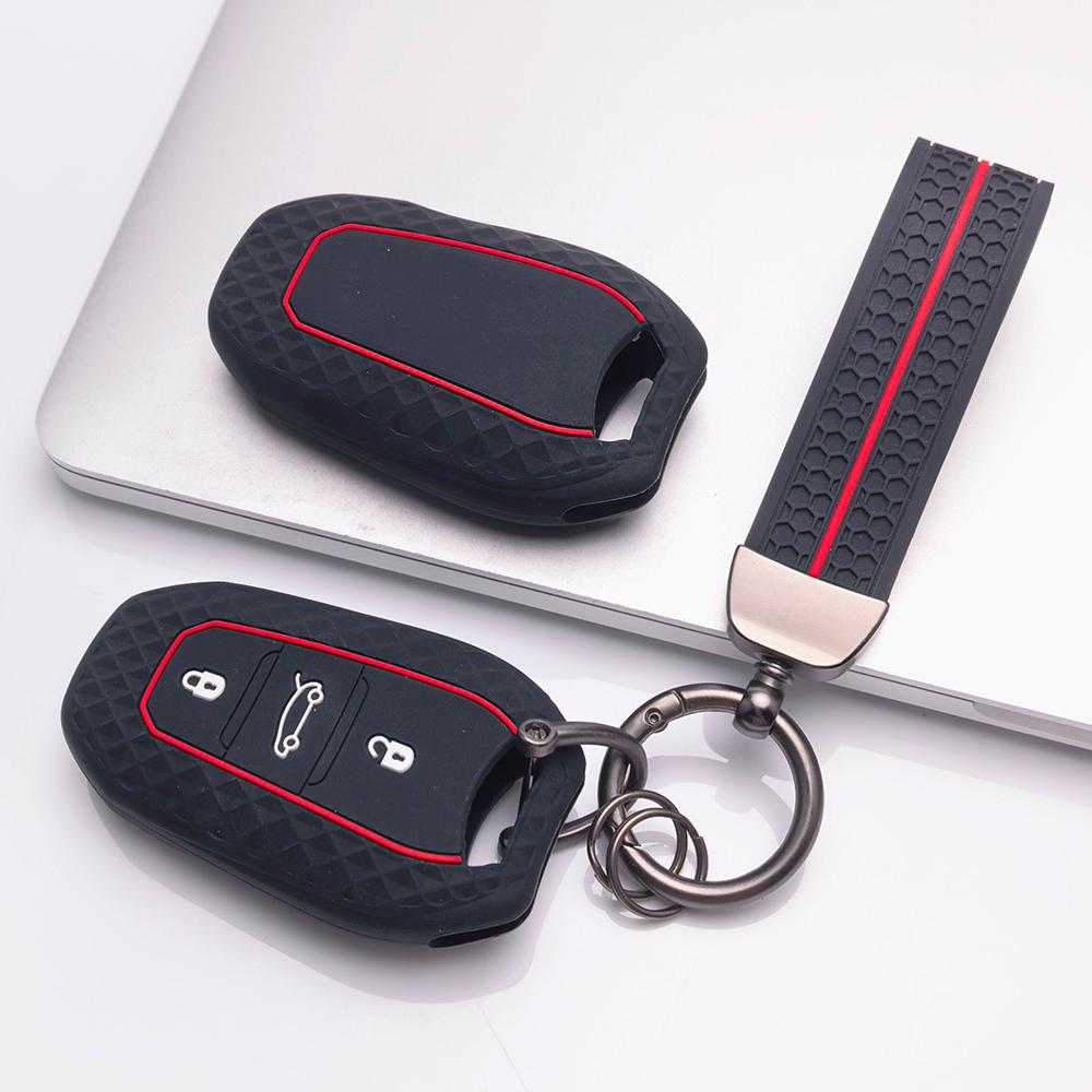 Чехол для брелока для Peugeot 3008 5008 208 308 408 508 4008 C3 с брелоком, поверхность устойчива к царапинам, ударопрочная конструкция, текстура с мягким захватом